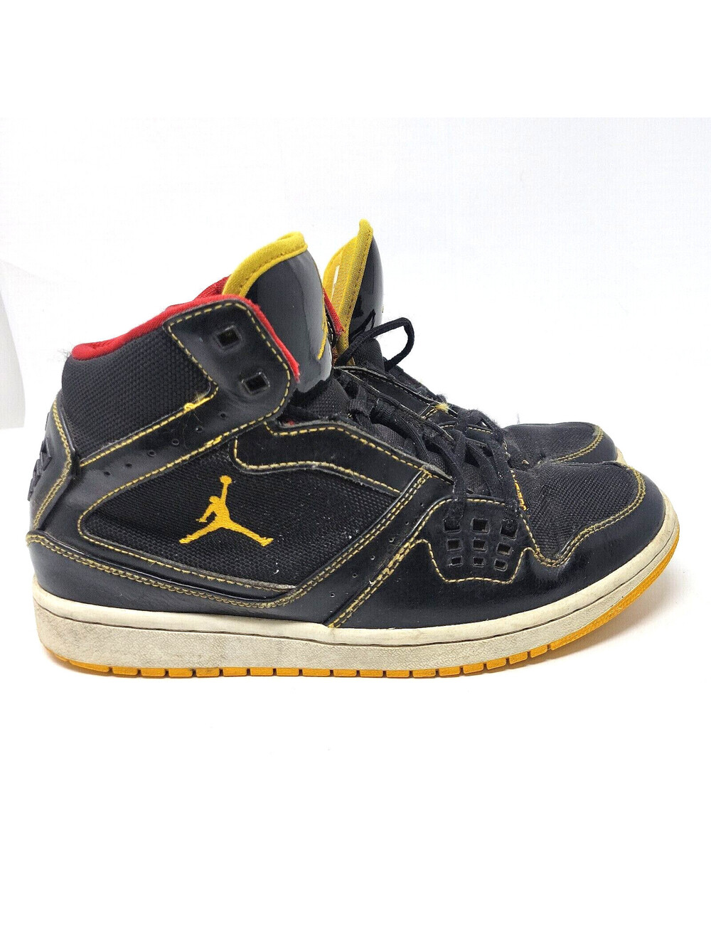 Nike Jordan 1 Flight 372704-037 Black Basketball Shoes Lace Up Size 8